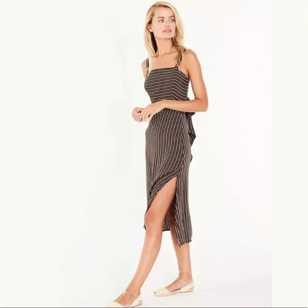 FAITHFULL THE BRAND KATERGO TIE BACK MIDI DRESS
